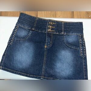 Y2K Denim Mini Skirt with Button Detail